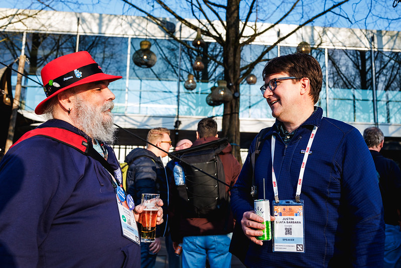 Justin and me talking